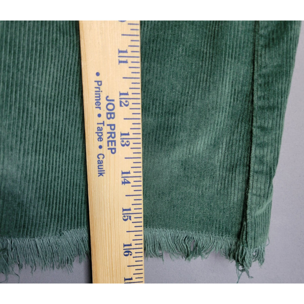 So Corduroy Mini Skirt Womens 7/28W Green Raw Hem Frayed Pockets Stretches - Picture 7 of 11